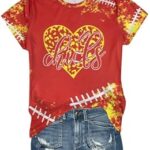 Game Day Shirt Women: Team Fan T-Shirt Cute Football Heart Graphic Tees Casual Season Short Sleeve Tops